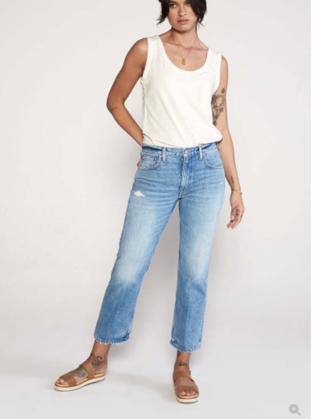 ÉTICA Rhea Mid-Rise Straight Crop Jeans – Storm Surge – Size 29